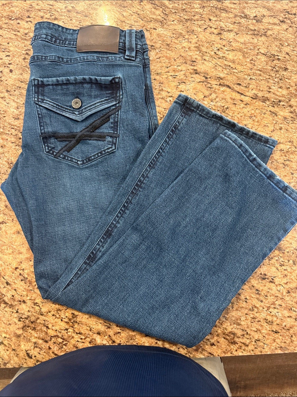 Slim Men’s Blue Denim Jeans with Flap Back Pocket Detail